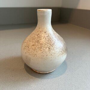 Greenfield Village Speckled Cream Glazed Stoneware Bud Base, 6" Tall